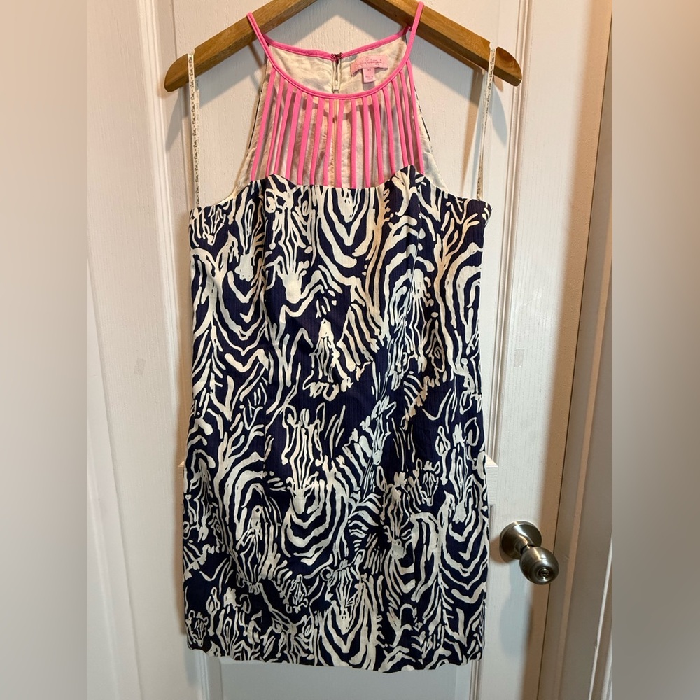 Lilly Pulitzer Pink and Navy Zebra Dress size 10 - Picture 4 of 9